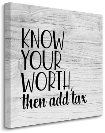 Yelolyio Kunstdruck auf Leinwand, Motiv Know Your Worth Then Add Tax, Wandkunst, Motivierende Zitate, Kunstwerke für Wohnzimmer, Schlafzimmer, Veranda, Heimdekoration, hängendes Poster, christliches