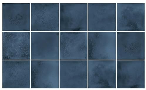 Ulticool – Pegatinas impermeables para azulejos – Azul Cerámica Jeans – 15 x 15 cm – 15 Unidades Autoadhesivos para Azulejos – para Pared Baño – Cocina Cocina – Sticky Tiles