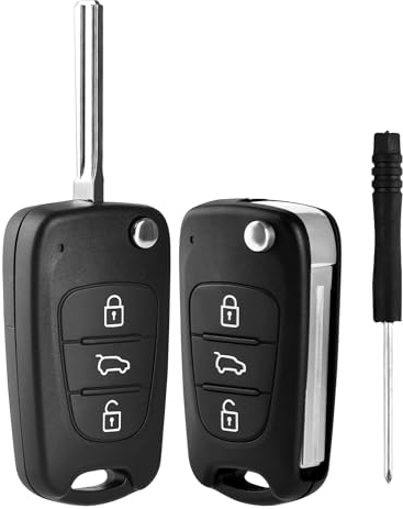 2 Stück Auto Schlüsselgehäuse Autoschlüssel Gehäuse für Hyundai i10 i20 i30 ix20 ix35 und Kia Ceed Soul Sportage Venga, 3 Tasten Schlüsselgehäuse Ersatz für Funkschlüssel Klappschlüssel Reparatur Satz