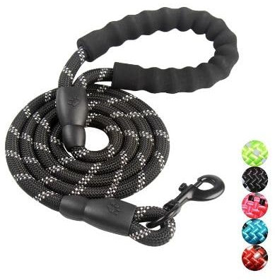 Fluffix Hundeleine - Rot - Reflektierende Nylon-Hundeleine mit Gepolstertem Griff - Robust und Sicher für Spaziergänge/Gassigehen - 150cm