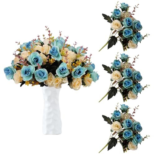 astylishome Fake Blumen 36 Stück Künstliche Rosen Langen Stiel Künstlich Blume Bouquet für Brautstrauß Arrangement Hochzeit Tafelaufsatz Party Haus Küche Dekor 0104