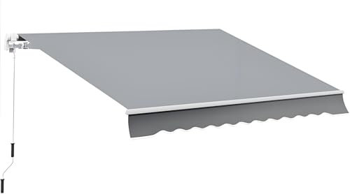 Tessuto Di Ricambio Per Tenda Da Sole Tenda Da Sole A Caduta Retrattile Ricambio In Tessuto Tenda Manuale Tenda Da Sole 2x1.5m(6.5x4.9 FT)Nessuna Cornice Per Parasole UV Pioggia E Neve Grigio(Gray,6x4