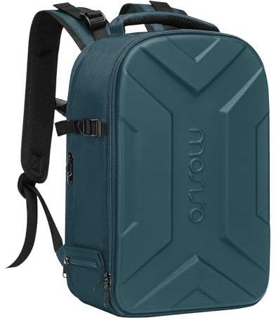 MOSISO Sac a Dos Appareil Photo,DSLR/SLR/Mirrorless Photographe avec 15-16 Pouces PC Compartiment,Géométrique Artistique Étanche Sacoche Rigide Compatible avec Canon/Nikon/Sony,Sarcelle Foncé