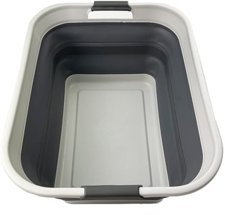 SAMMART 42L Zusammenklappbarer Wäschekorb aus Kunststoff – faltbarer Pop-Up-Aufbewahrungsbehälter/Organizer – tragbare Waschwanne – platzsparender Wäschekorb (1, Grau/Stahlgrau)