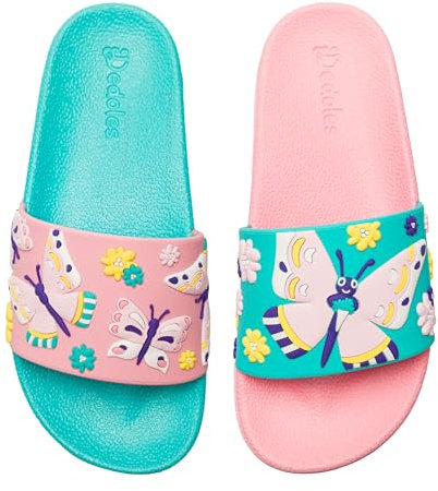Dedoles Ciabatte & Pantofole Donna Uomo & Bambini Sandali per Spiaggia e Piscina con tanti Design Patatine Fiori Volpe Lama Nuvole Ketchup Regalo, Colore: Farfalle delicate, Misurare: 35 EU