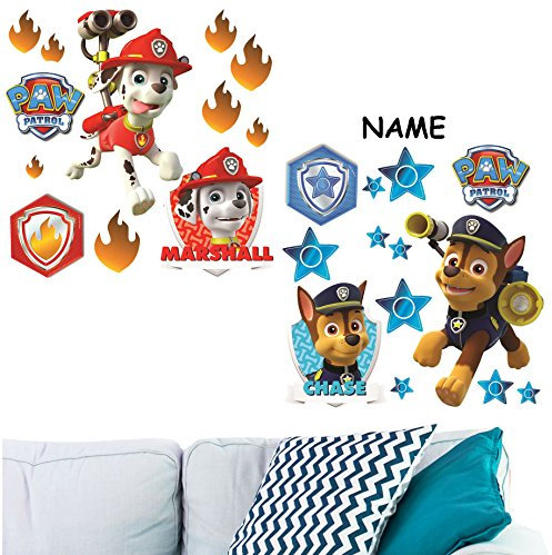 alles-meine.de GmbH 25 TLG. Set Wandtattoo/Sticker - P. Patrol - Hunde - inkl. Name - Wandsticker - Aufkleber für Kinderzimmer - selbstklebend + wiederverwendbar + Wasser..