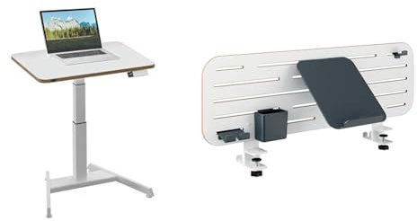 Leitz Ergo Set Elektrischer Sitz-/Steh-Schreibtisch & Pegboard Schreibtisch-Organizer mit Laptop-Halterung & Zubehör, Höhenverstellbares Stehpult, Belastbar bis 80 kg, 80 x 60 cm, 65340001 + 65490000