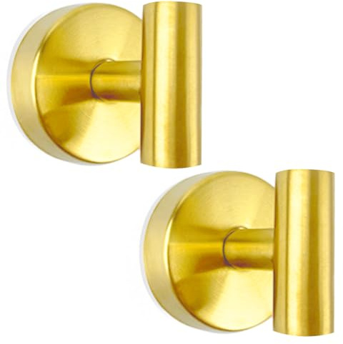 BIRDDIE Suction Cup Hooks 2 Pack Heavy Duty No Drill Wall Brushed Golden