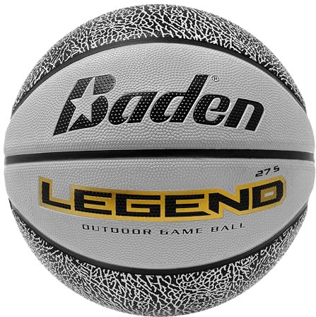 Baden Legend Basketball - langlebiger Basketball für Kinder und Erwachsene - für Freizeit und Training, 5, grau/schwarz