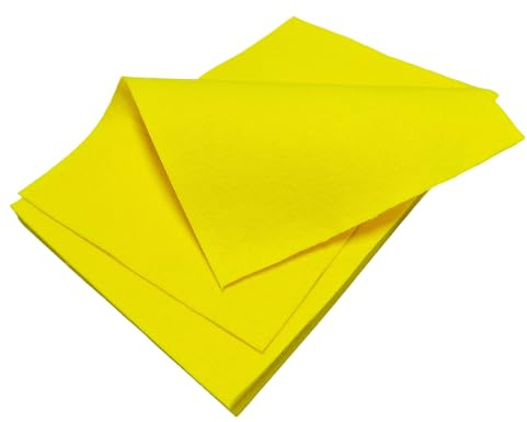 Jtnohx Yellow Felt Sheets, Colour Felt Fabric for Crafts, 12 Pcs 1mm Thick 20x30cm Soft Fabric Square for Handicraft DIY and Sewing Projects