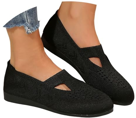 Ballerines Femme Talon Compensé Ete, Compensées Ete Chaussures Plates pour Femme, Pantoufle Pied Large Confort Chic Et Elegant Mocassin Interieur Chaussures Randonnée Bride
