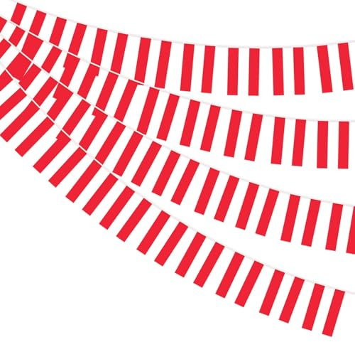 AhfuLife Österreich Flagge Wimpelkette für Deko Fußball Österreich, 4 Stück 30 Klein Oberösterreich Flaggen Beidseitig Rechteck Stoff für Nationalfeiertag WM Party Bar Restaurant Deko