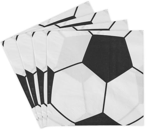 Tookala Fußball Servietten Schwarz Weiß, Party Einwegservietten Deko, Dekorative Napkins Papierserviette, Cocktailservietten, Taschentücher, Größe 33 x 33 cm, 2-lagig, 20 Stück