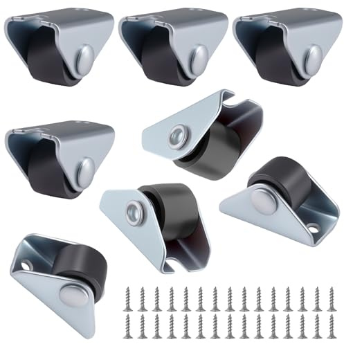 8 Stück 15 mm Kleine Radrollen für Möbel, Möbelrollen mit 18 Schrauben | Sehr Belastbare Bockrollen, Mini-Räder Transportrollen, Niedrigem Profil Leise für Wagen, Schubladen, Geräte (0.5 inch)
