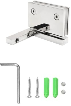 Stainless Steel Shower Door Hinge, Display Cabinets Pivot Hinge with Screws, Glass Door Clamp for 8-12mm Thickness Glass