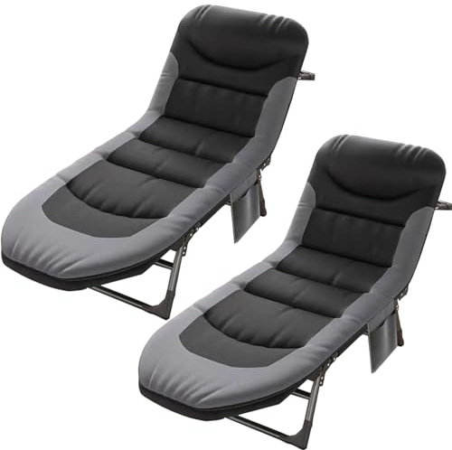 Faltbares Campingbett, 190 x 60 x 30 cm, hält 136.1 kg, verstellbare 6 Positionen, mit Tasche, tragbares Outdoor-Bett, Liege für Balkon & Garten (Schwarz)