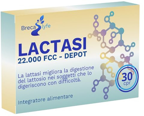 Lattasi 22.000 FCC 30 Micro Compresse – Enzima per Digerire il Lattosio | Enzima Lattasi, Supporto Digestivo, Gonfiore da Intolleranza al Lattosio