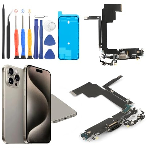 RongZy Dock Connector for iPhone 15 Pro MAX Charging Socket with Flex Cable Compatible with iPhone 15 Pro MAX USB Charging Port Accessories Replacement with Repair Tools