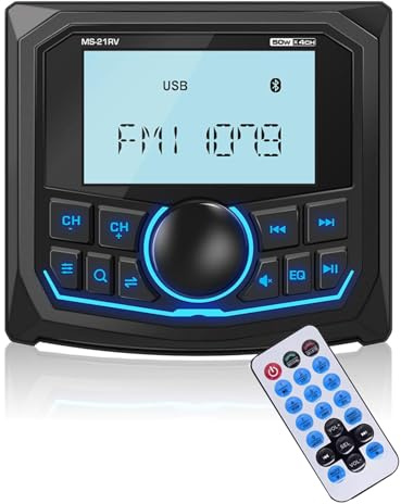 idqwsswt Radio MP5 Marine étanche Bluetooth AM multimédia avec Lecteur vidéo Spa FM AU-X RDS, écran 3 Pouces, Compatible UTV RZR et Quad, avec RVB