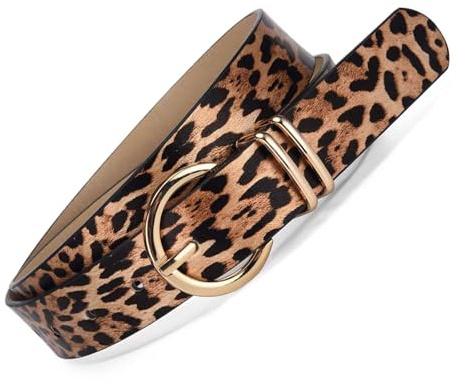 Smilbaley Leopardengürtel, Womens Belts For Jeans, Verstellbarer Leopardengürtel, Mode Leopard Gürtel, Leopardengürtel für Frauen, Damen Pu-Ledergürtel Mit Leopardenmuster