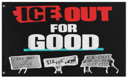 „Ice Out for Good-Protestflagge, 90 x 150 cm – Doppellagige Dekoflagge mit Messingösen für Garten und Terrasse
