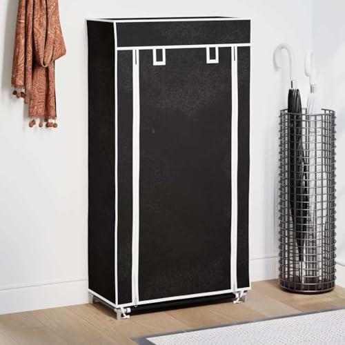 Genérico Zapatero de Tela con Cubierta Negro 58x28x106 cm