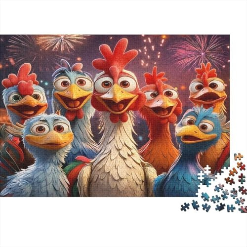 Puzzle 1000 Teile Cartoon-Hühnergruppe – Spannendes Spiel, recyceltes Papier & Geschenkidee, 38x26cm