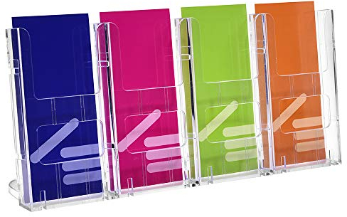 DIN Lang (99x210mm) Tischprospekthalter mit 4 Fächern/Prospektständer/Prospekthalter/Flyerständer/Flyerhalter
