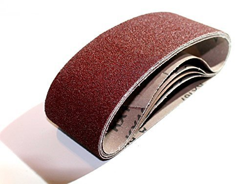 Lot de 10 bandes abrasives en tissu - 75 x 533 mm - Grain 120 - Liées à la résine synthétique - Pour ponceuse à bande, bois, métal, peinture, rouille, corindon