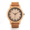 Kim Johanson Herren Bambus-Holz Armbanduhr *Beach* in Braun mit Echtem Lederarmband Handgefertigt Quarz Analog Uhr inkl. Geschenkbox