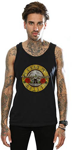 Guns N Roses Men's Vintage Bullet Logo Vest Black Large