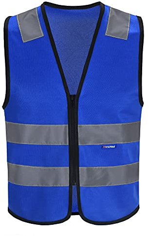 AYKRM Mehrere farben, Unisex hochsichtbare Warnweste Hohe Sichtbarkeit Warnweste Reflektierende Weste Reißverschluss Sicherheitswesten EN ISO 20471 (XL, Blau)