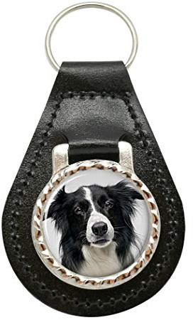 Giftshop UK Border Collie Leder Schlüsselanhänger