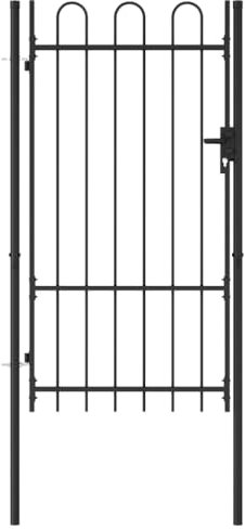 vidaXL Cancela de Valla Doble Puerta de Jardín Entada Vallado Exterior con Puntas de Acero Negro 1x1,75 m