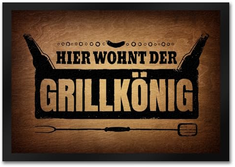 trendaffe Hier wohnt der Grillkönig Fußmatte Wurst Fleisch Bier König Grill Grillen wohnen