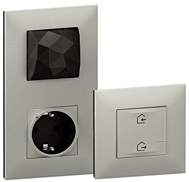Legrand 741830 Kontrollset mit Halterungen, Abdeckplatten und Folien aus Kunststoff, mit Starter Pack, Modell Valena Next, Aluminium, 17,8 x 10,3 x 8,2 cm