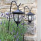 Garden Mile 2 x Schwarze Schäferhund, hängende viktorianische Coach-Lampe, Laterne, Solarleuchten, Solarleuchten, Solarleuchten, Pfostenlichter, traditionelle Outdoor-Gartenbeleuchtung