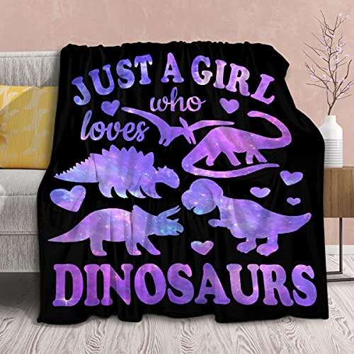 Dinosaurier-Decke, Geschenk für Frauen, Kinder, Plüsch, nur ein Mädchen, das Dinosaurier liebt, weicher Überwurf, Dino bequem, Jurassic Tierliebhaber, Geschenke, 203.2x152.4 cm, Queen