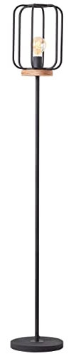 BRILLIANT Lampe, Tosh Standleuchte 1flg antik holz/schwarz korund, 1x A60, E27, 40W, Holz aus nachhaltiger Waldwirtschaft (FSC)