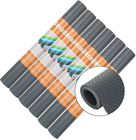 LOLYSIC 6 Rolls Drawer Liners, Grey Cupboard Liners Kitchen Wipeable Non Slip EVA Shelf Liners for Kitchen Cupboards Cabinet Fridge Drawer, 30x150cm