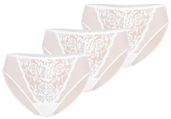 Teyli 3er Pack Unterwäsche Frauen Pantys Damen - Spitze Slips Damen-Unterhosen Damen Unterwäsche - Frauen Unterwäsche Pantys Women Slips aus Transparentem Netz Weiß S