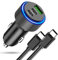 Chargeur de Voiture USB C 66 W, PD&QC3.0 Adaptateur Prise Allume-Cigare Recharge Rapide Chargeur Voiture téléphone Portable avec câble pour Samsung Galaxy S22 S21 S20,