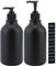 Segbeauty Recargable Dispensador de Champú para Baño en Ducha, 500ml 2 Piezas Etiquetado Botella de Bomba Establecer de Plástico de Loción Líquido, para Jabón Corporal, Negro-Boquilla Redonda