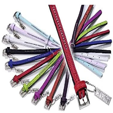 KARLIE Halsband Vintage Violett Leder Straß einreihig 24cm 10mm für Hunde