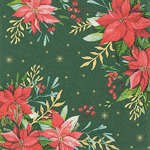 20 Servietten Weihnachtsstern nach Tradition grün | Winter | Weihnachten | Tischdeko | Decoupage | Serviettentechnik 33x33cm