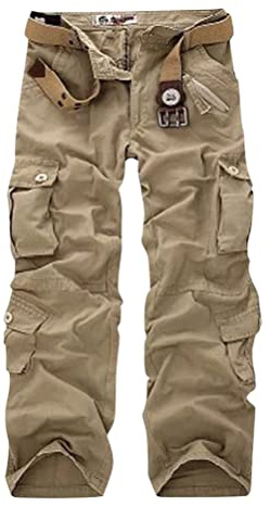 Minetom Homme Pantalon Cargo avec Poches Pantalon De Combat D'Extérieur Pantalon De Travail Activités en Plein Air Pantalon Décontracté A Kaki M
