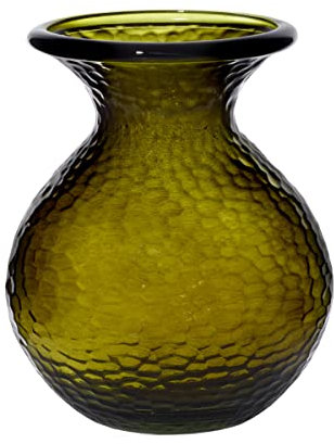 CRISTALICA Authentic Vase rond en verre recyclé Vert 24,5 cm