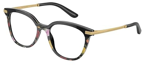 Brillen Dolce & Gabbana DG 3346 3400 Schwarz auf Winterblumen Druck, Schwarz auf Winterblumen-Druck, 52/18/140