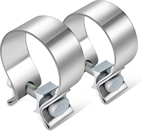 DNA MOTORING EXA-CL-202 2Pcs 2.25 Inch ID Narrow Band Seal Clamps for Exhaust Muffler Repair,T409 Stainless Steel