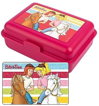 United Labels Bibi & Tina Brotdose mit Trennwand 17,5x12,8x6,9 cm, Rot, Lunchbox Pferde, Brotbox spülmaschinenfest
